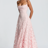 Strapless Lace A-Line Maxi Gown