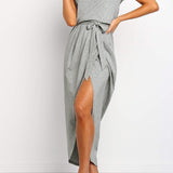Cap Sleeve Twist Waist Midi Dress