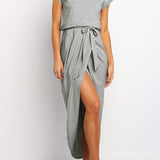 Cap Sleeve Twist Waist Midi Dress
