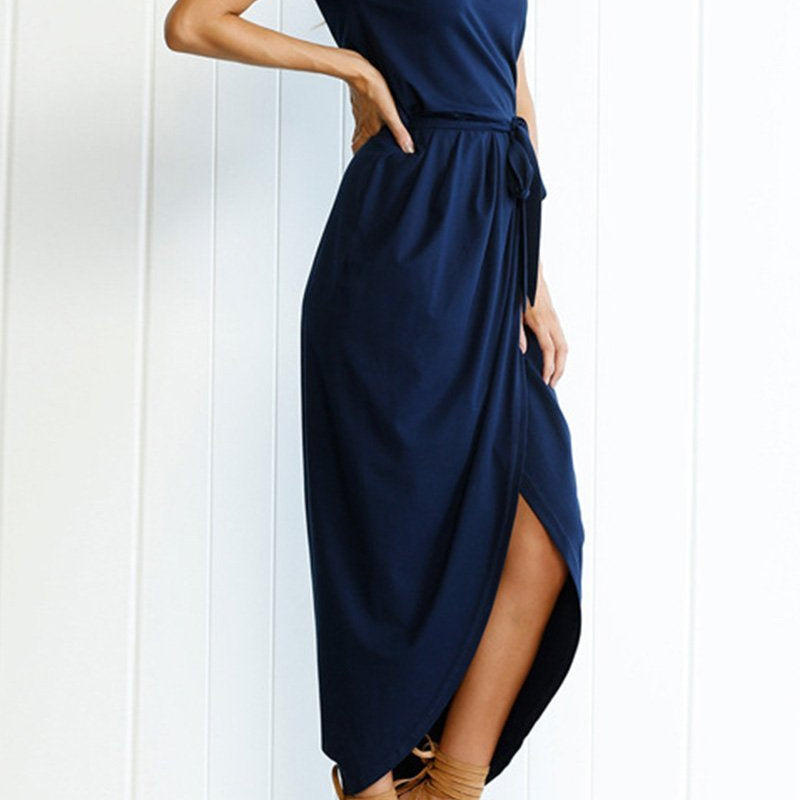 Cap Sleeve Twist Waist Midi Dress