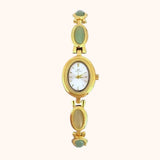 Women's Oval Dial Quartz Watch with Stone Accents
