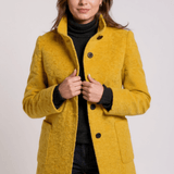 Women's Classic Brown Wool Winter Tailored Stand-Collar Coat