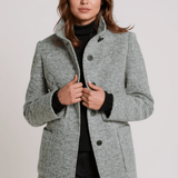 Women's Classic Brown Wool Winter Tailored Stand-Collar Coat