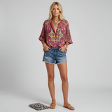Rosavelle | Floral Blouse Button Front Long Sleeves