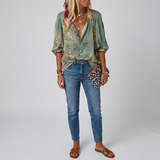Rosavelle | Floral Blouse Button Front Long Sleeves