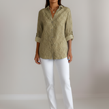Florelle | Floral Cotton Shirt Three Quarter Sleeves