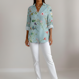 Florelle | Floral Cotton Shirt Three Quarter Sleeves