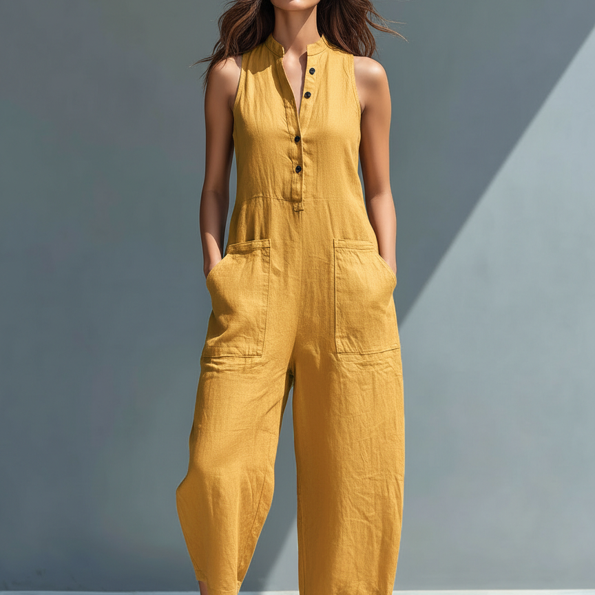 Soreia | Linen Blend Jumpsuit Relaxed Minimal Elegance