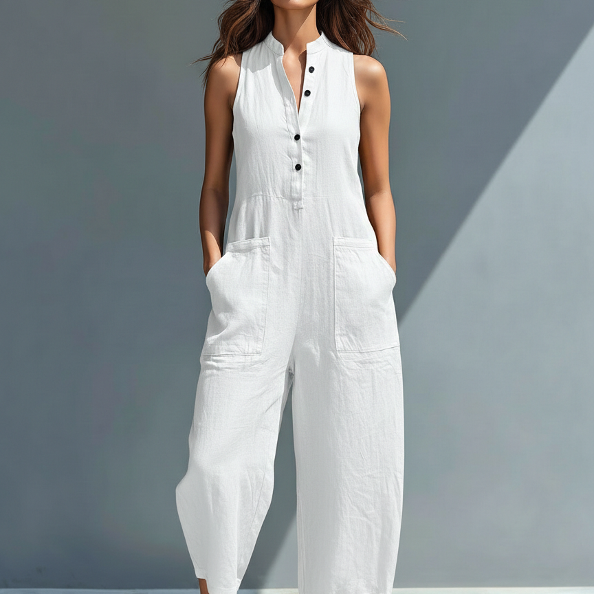 Soreia | Linen Blend Jumpsuit Relaxed Minimal Elegance