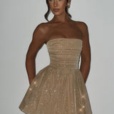Florence | Gold Sparkle Corset Mini Dress