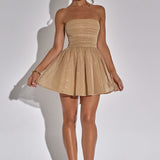Florence | Gold Sparkle Corset Mini Dress