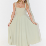 Square Neck Sleeveless Midi Dress