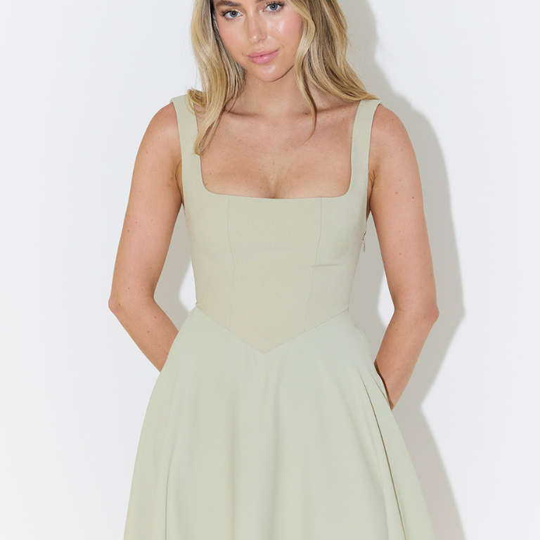 Square Neck Sleeveless Midi Dress
