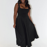 Square Neck Sleeveless Midi Dress