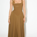 Square Neck Sleeveless Midi Dress
