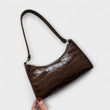 Croc-Embossed Shoulder Bag