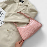 Croc-Embossed Shoulder Bag