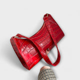 Croc-Embossed Shoulder Bag