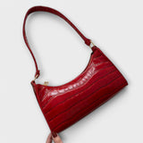 Croc-Embossed Shoulder Bag