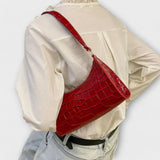 Croc-Embossed Shoulder Bag
