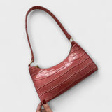Croc-Embossed Shoulder Bag
