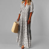 Printed V-Neck Maxi Dress