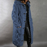 Cable Knit Hooded Longline Cardigan