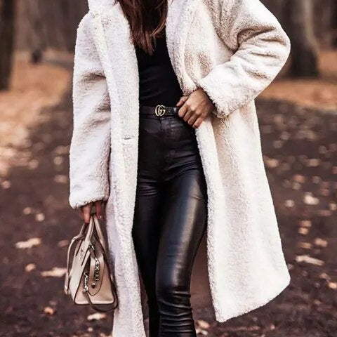 Long Teddy Fleece Button Coat