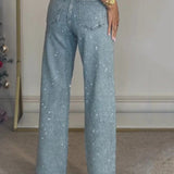 Women's High-Waisted Straight-Leg Light Blue Jeans