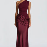 One Shoulder Ruched Maxi Dress