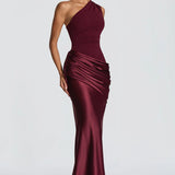 One Shoulder Ruched Maxi Dress