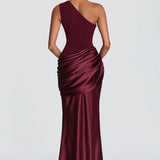 One Shoulder Ruched Maxi Dress