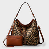 Cow Print Shoulder Bag with Detachable Pouch