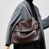 Large Leather Shoulder Bag with Detachable Strap