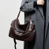 Large Leather Shoulder Bag with Detachable Strap