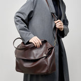Large Leather Shoulder Bag with Detachable Strap