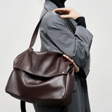 Large Leather Shoulder Bag with Detachable Strap