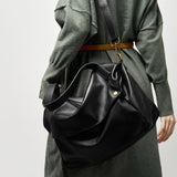 Large Leather Shoulder Bag with Detachable Strap
