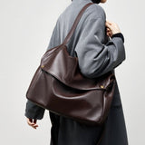 Large Leather Shoulder Bag with Detachable Strap