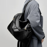 Large Leather Shoulder Bag with Detachable Strap