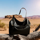 Large Leather Shoulder Bag with Detachable Strap