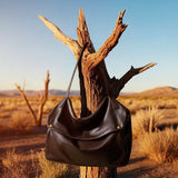 Large Leather Shoulder Bag with Detachable Strap