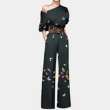 One Shoulder Printed Wide Leg Jumpsuit