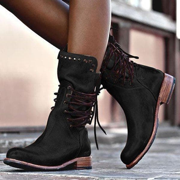 Vintage Lace-Up Ankle Boots