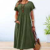 Short Sleeve Maxi Dress with Pockets