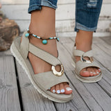 Adjustable Toe Ring Wedge Sandals