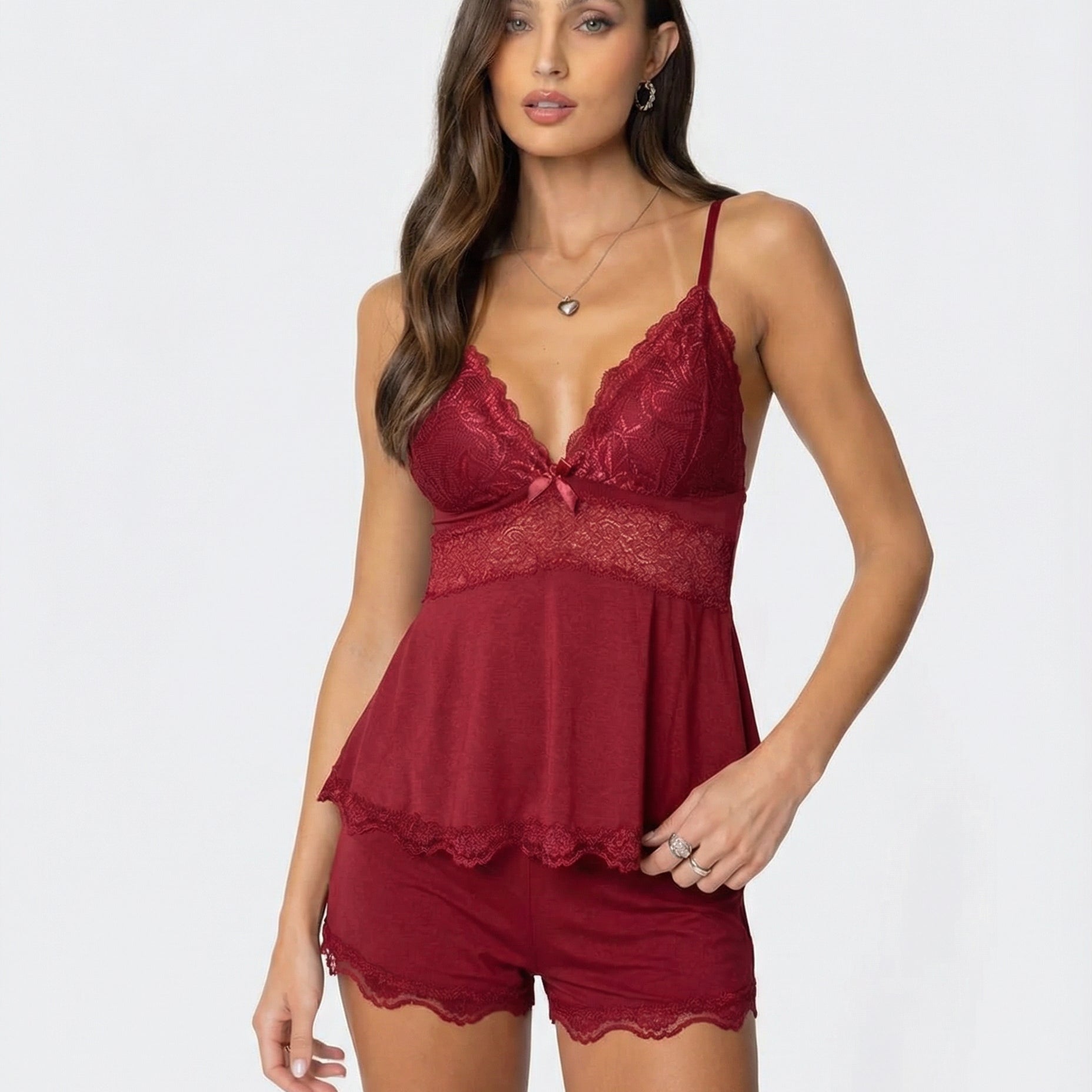 Lace Trim Cami Pyjama Set
