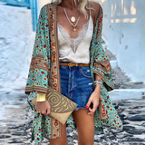 Printed Open Front Kimono Cardigan