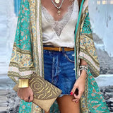 Printed Open Front Kimono Cardigan