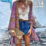 Printed Open Front Kimono Cardigan